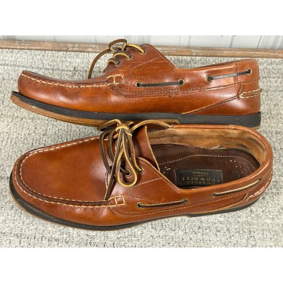 Charles Tyrwhitt Men’s US Sz 11 Brown Leather Broken In Laced Loafers Read - Picture 1 of 7